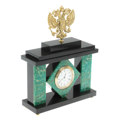 Часы &quot;Герб&quot; из камня амазонит