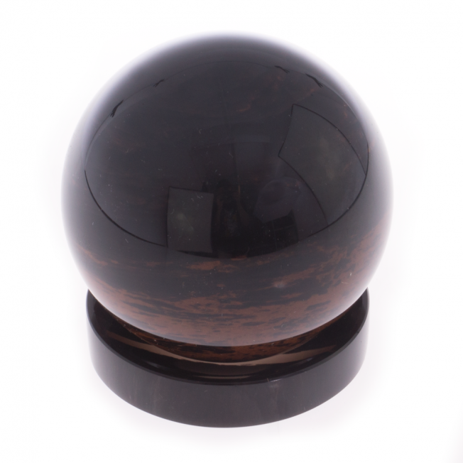 Шар из коричневого обсидиана 10 см на круглой подставке
