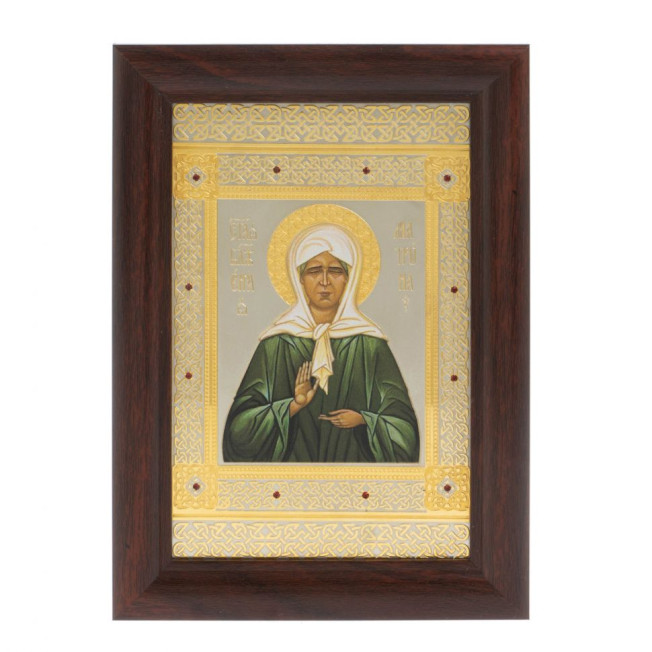 Икона гравюра "Матрона Московская" багет 12,5х17,5х1 см Златоуст