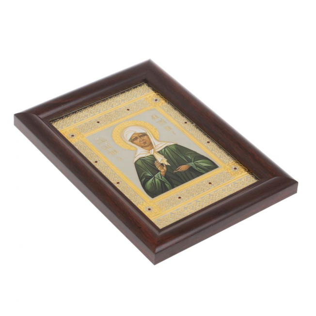 Икона гравюра "Матрона Московская" багет 12,5х17,5х1 см Златоуст