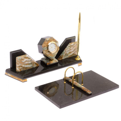 Письменный прибор &quot;Эталон&quot; камень офиокальцит