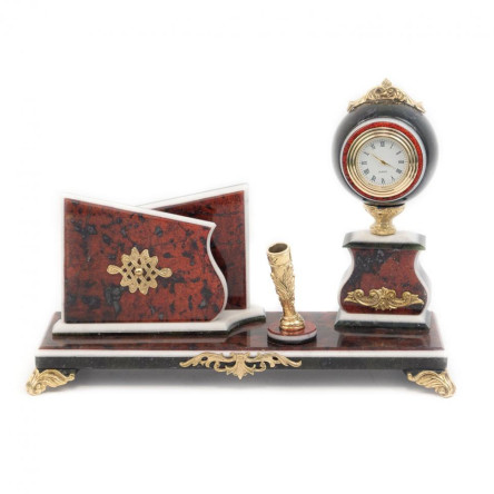 Набор с визитницей змеевик красный