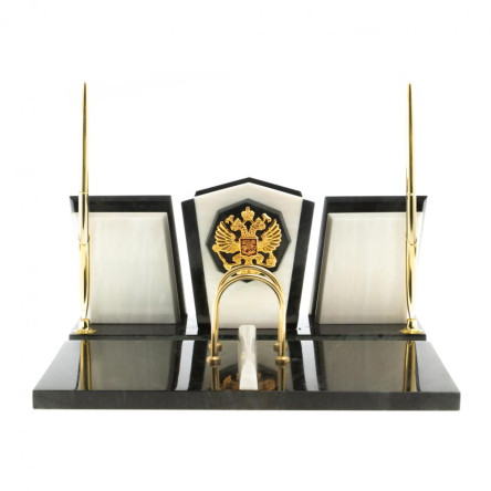Настольный набор из мрамора "Галант" с гербом РФ