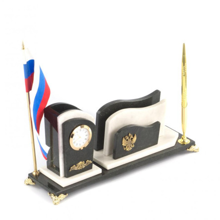 Настольный набор с флагом России мрамор