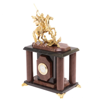 Часы &quot;Георгий Победоносец&quot; лемезит бронза 17х12х27 см