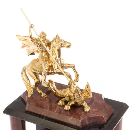 Часы "Георгий Победоносец" лемезит бронза 17х12х27 см