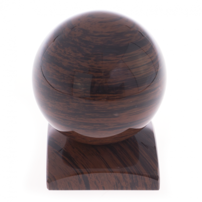 Шар из коричневого обсидиана 8 см на квадратной подставке