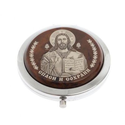 Зеркало с иконой &quot;Спаси и сохрани&quot; из коричневого обсидиана