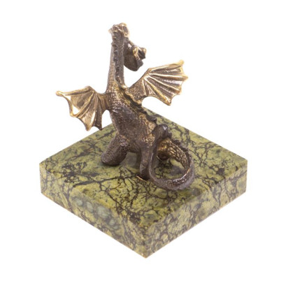 Статуэтка из бронзы &quot;Дракончик&quot; на подставке из змеевика
