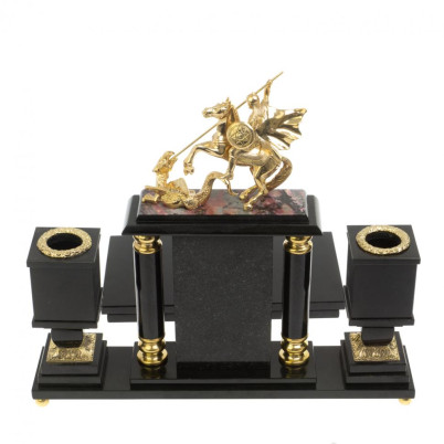 Настольный набор "Георгий Победоносец" из родонита