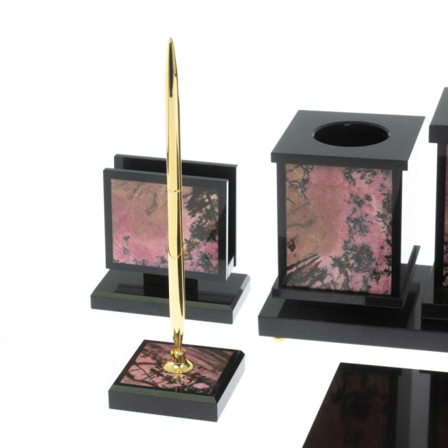 Настольный набор &quot;Георгий Победоносец&quot; из родонита