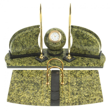 Настольный набор из натурального змеевика "Шар"