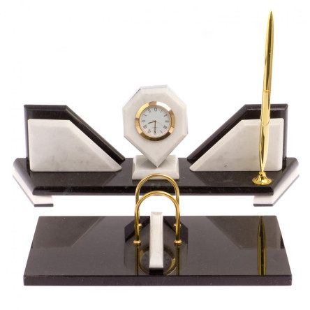 Настольный набор из камня "Эталон" белый мрамор