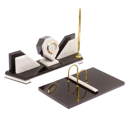 Настольный набор из камня "Эталон" белый мрамор