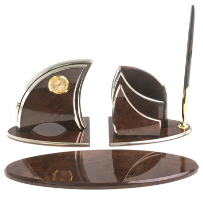 Письменный набор &quot;Парус&quot; камень обсидиан