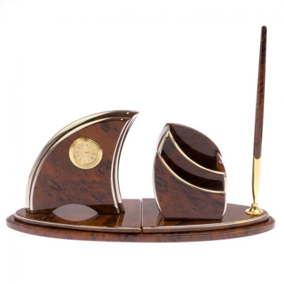 Письменный набор &quot;Парус&quot; камень обсидиан