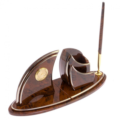 Письменный набор &quot;Парус&quot; камень обсидиан