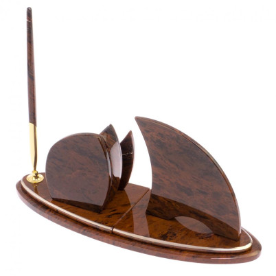 Письменный набор &quot;Парус&quot; камень обсидиан