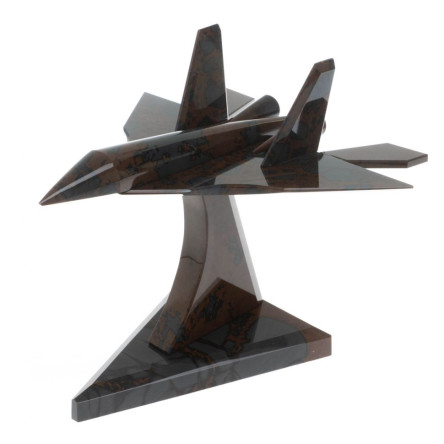 Сувенир "Самолет СУ - 57" из коричнево-серого обсидиана