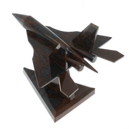 Сувенир "Самолет СУ - 57" из коричнево-серого обсидиана