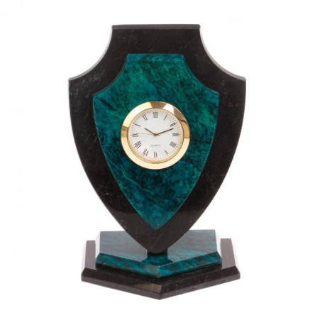Часы из шабровского змеевика "Щит" большой
