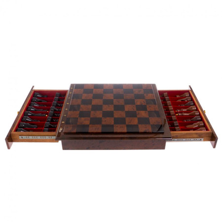 Шахматный ларец с фигурами &quot;Классический&quot; из обсидиана