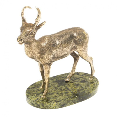 Статуэтка из бронзы &quot;Лесная коза&quot; змеевик