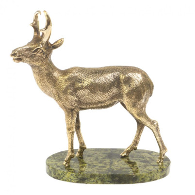 Статуэтка из бронзы &quot;Лесная коза&quot; змеевик