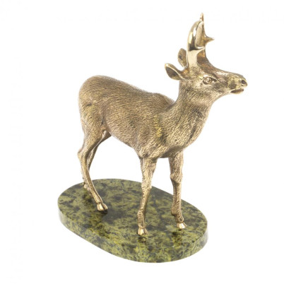 Статуэтка из бронзы &quot;Лесная коза&quot; змеевик