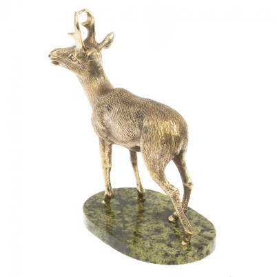 Статуэтка из бронзы &quot;Лесная коза&quot; змеевик