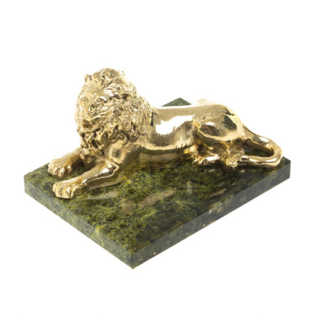 Статуэтка "Лев" из змеевика и бронзы