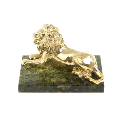 Статуэтка &quot;Лев&quot; из змеевика и бронзы