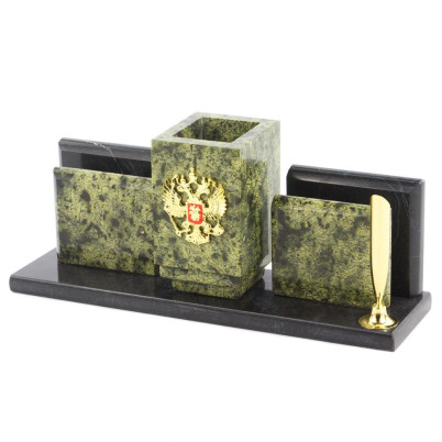 Письменный прибор из змеевика "Россия"