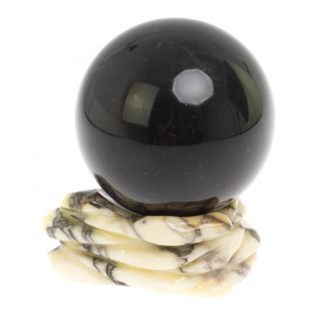 Композиция с шаром "Ящерица на скале" из мрамора 10,5 см