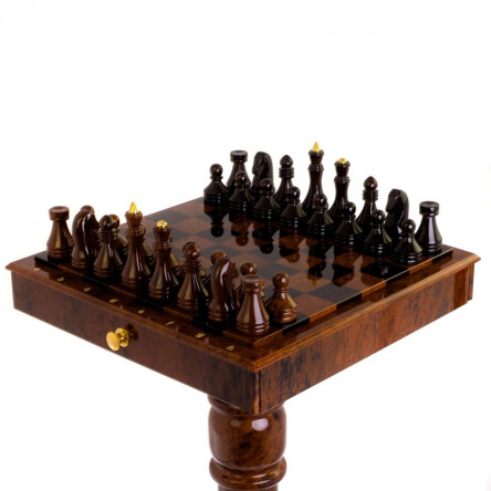 Шахматный стол с фигурами "Классический" камень обсидиан