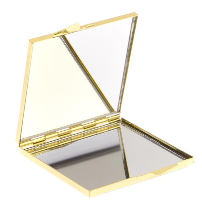 Зеркало квадратное карманное из малахита цвет золото