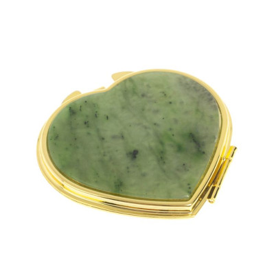 Зеркало карманное &quot;Сердце&quot; из нефрита цвет золото