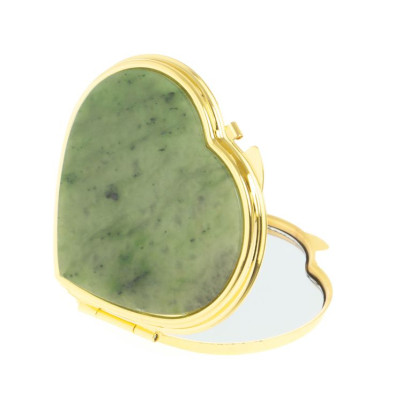 Зеркало карманное &quot;Сердце&quot; из нефрита цвет золото