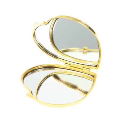 Зеркало карманное &quot;Сердце&quot; из нефрита цвет золото