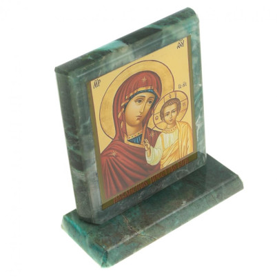 Икона настольная &quot;Казанская БМ&quot; камень змеевик 11,5х4,5х12 см