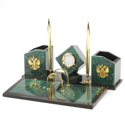 Настольный набор &quot;Куб&quot; камень змеевик