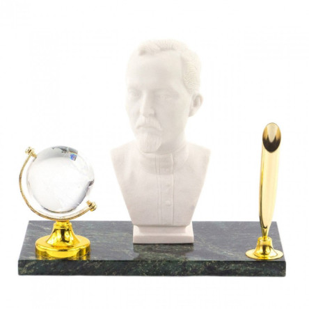 Подставка под ручку "Бюст Дзержинского" мрамолит змеевик