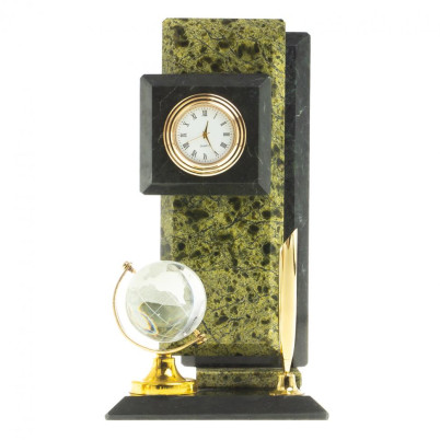Настольные часы из камня змеевик &quot;Глобус&quot;