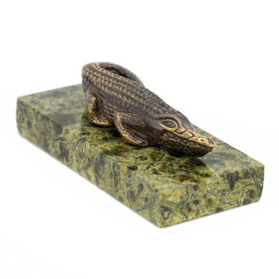 Статуэтка из бронзы и змеевика &quot;Крокодил&quot; малый