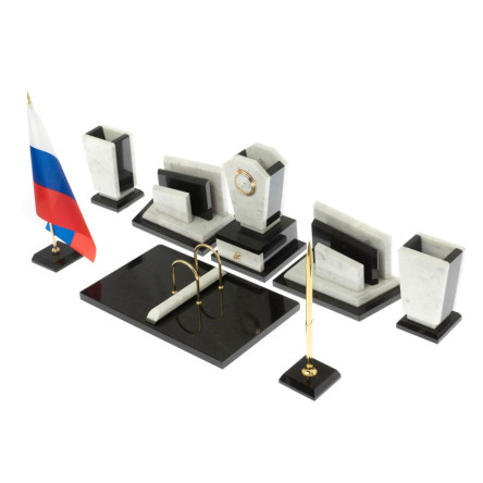 Письменный набор "Бюрократ" из мрамора с часами