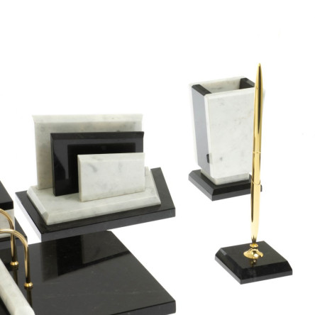 Письменный набор "Бюрократ" из мрамора с часами