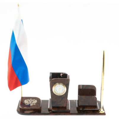 Письменный набор &quot;Символ России&quot; камень обсидиан