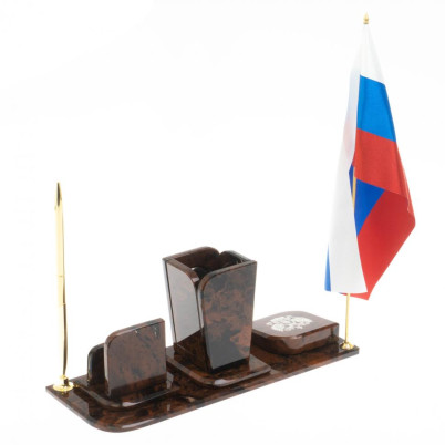 Письменный набор &quot;Символ России&quot; камень обсидиан