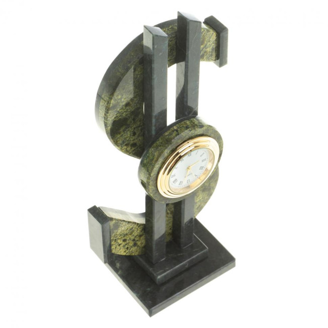 Настольные часы "Доллар" камень змеевик