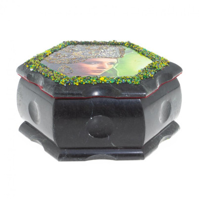 Каменная шкатулка "Хозяйка медной горы" 14х12,5х7 см